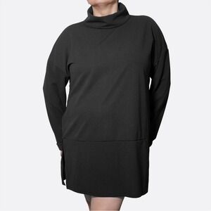 Modern Mod Black Mock Neck Tunic Dress Retro Quiet Luxury Plus Size 2X XXL